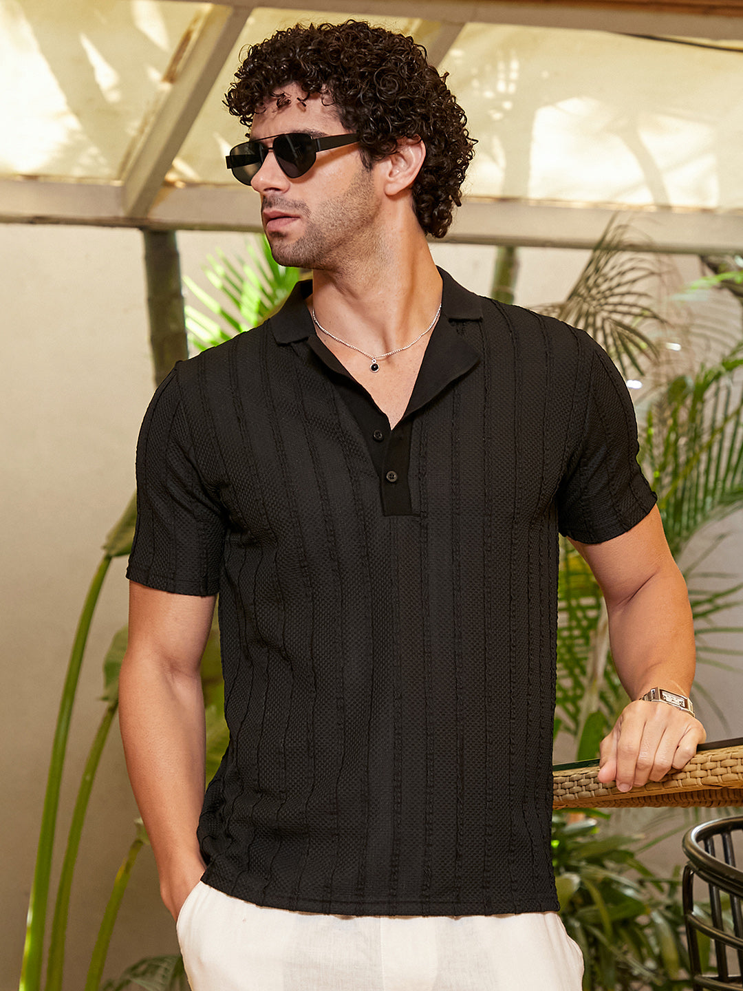 Campus Sutra Wicker-Tactitle Polo T-Shirt