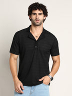 Campus Sutra Panel-Tactile Cuban Polo T-Shirt
