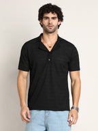 Campus Sutra Panel-Tactile Cuban Polo T-Shirt