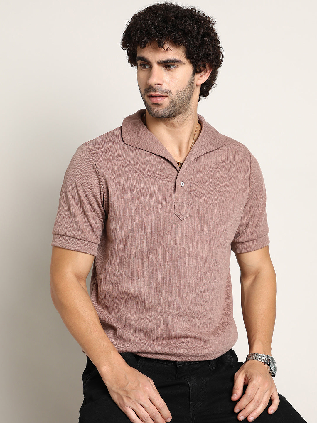 Campus Sutra Tactitle Spread-Polo T-Shirt