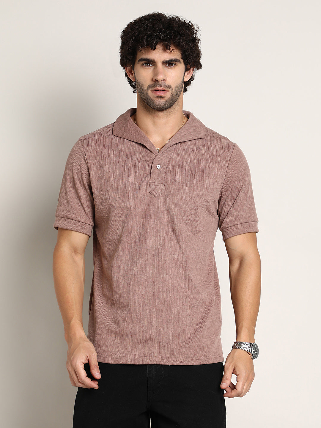 Campus Sutra Tactitle Spread-Polo T-Shirt