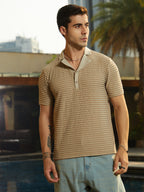 Campus Sutra Crease-Tactile Cuban Polo T-Shirt