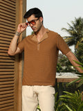 Campus Sutra Crease-Tactile Cuban Polo T-Shirt