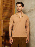 Campus Sutra Rope-Tactile Cuban Polo T-Shirt