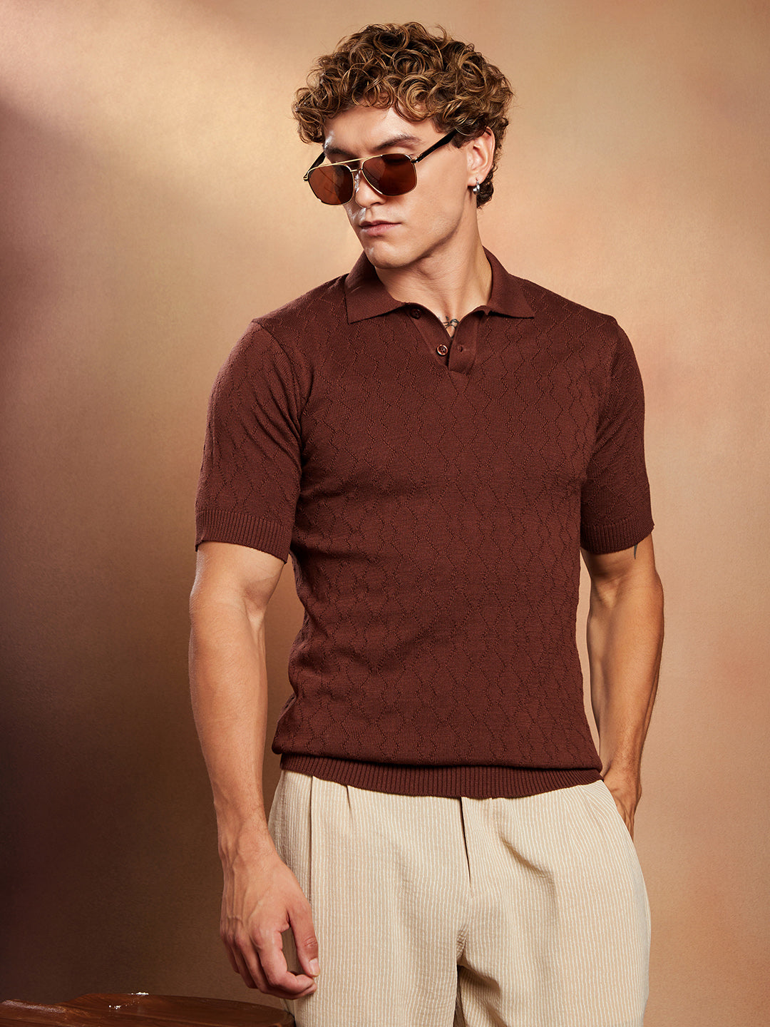 Campus Sutra Sonic-Tactile Polo T-Shirt
