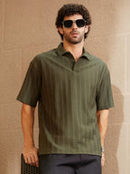 Campus Sutra Spiralknot-Tactile Oversized Polo T-Shirt