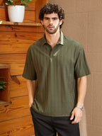 Campus Sutra Spiralknot-Tactile Oversized Polo T-Shirt