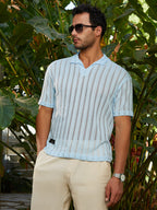 Campus Sutra Duo-Striped Relaxed Polo T-Shirt