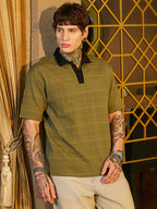 Campus Sutra Contrast Grid Polo T-Shirt