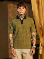 Campus Sutra Contrast Grid Polo T-Shirt