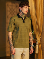 Campus Sutra Contrast Grid Polo T-Shirt