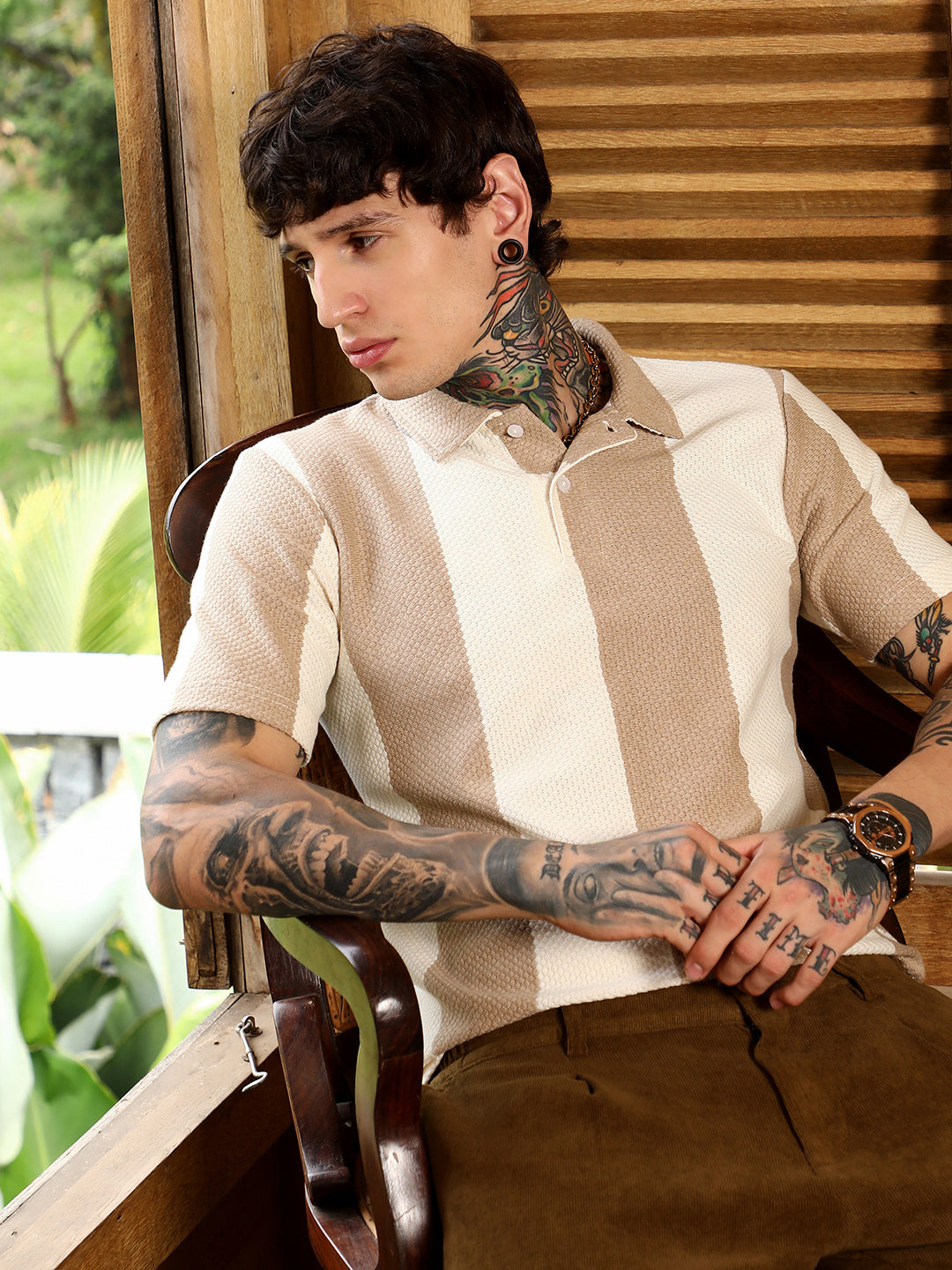 Campus Sutra Awning-Tactile Polo T-Shirt