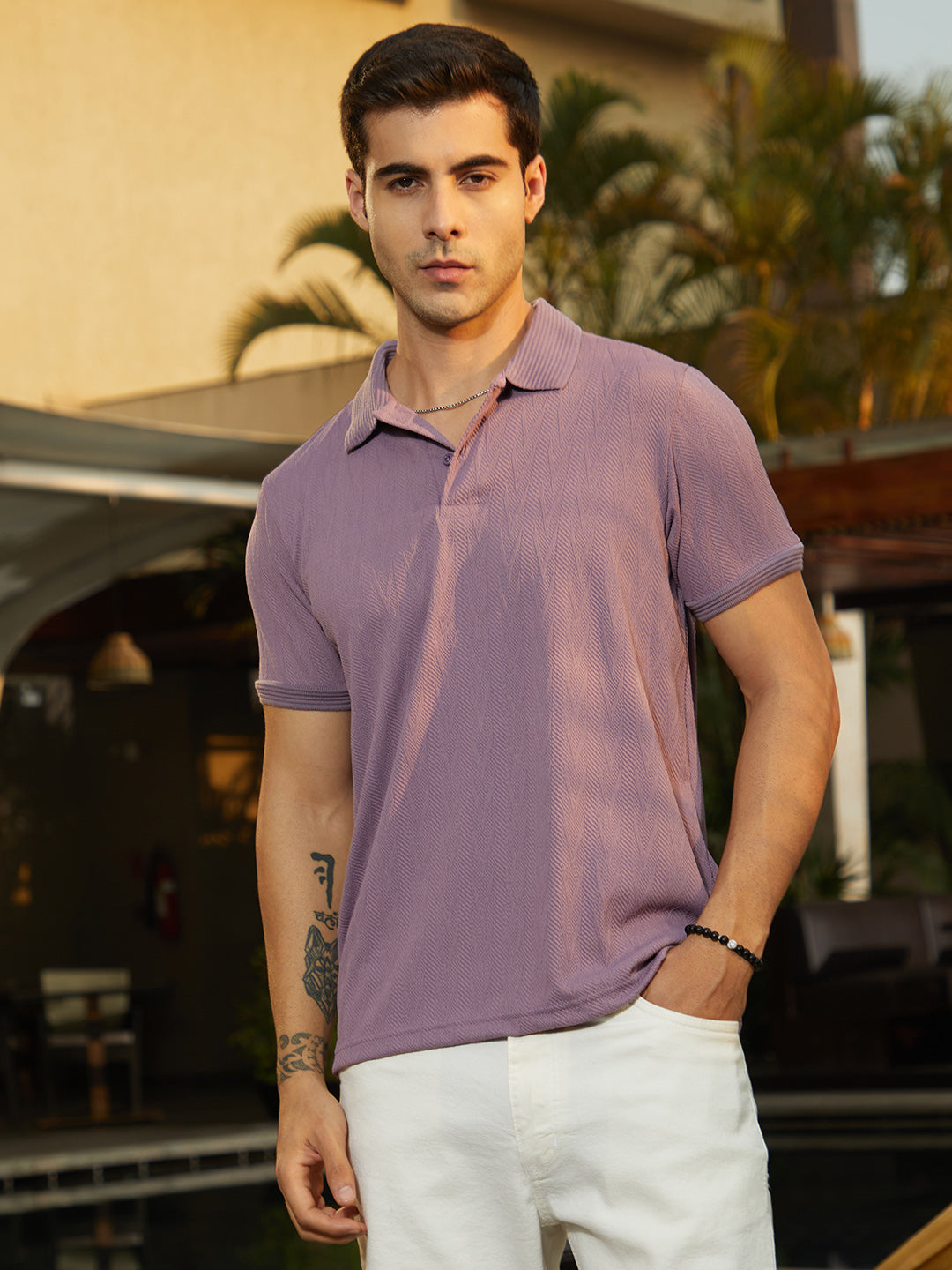 Campus Sutra Spirit Weave Polo T-Shirt