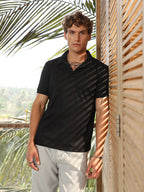 Campus Sutra Ribbed -Tactile Polo T-Shirt