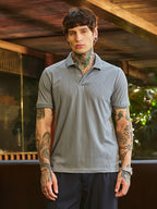 Campus Sutra Ribbed -Tactile Polo T-Shirt
