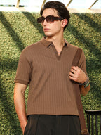 Campus Sutra Furrow-Tactile Polo T-Shirt