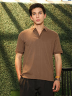 Campus Sutra Furrow-Tactile Polo T-Shirt