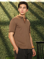 Campus Sutra Furrow-Tactile Polo T-Shirt