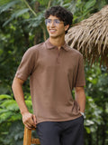 Campus Sutra Seersucker-Jacquard Polo T-Shirt