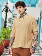 Campus Sutra Candy Stripe-Knitted Polo T-Shirt