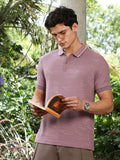 Campus Sutra Mauve Purple Abstract-Tactile Knit Polo T-Shirt