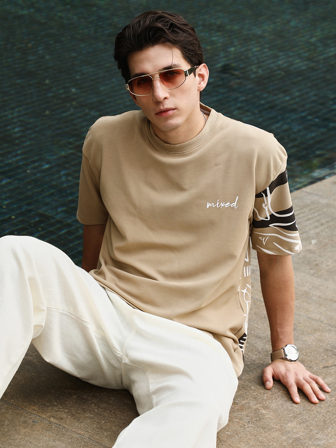 Campus Sutra Boxy Folk-Wave T-Shirt