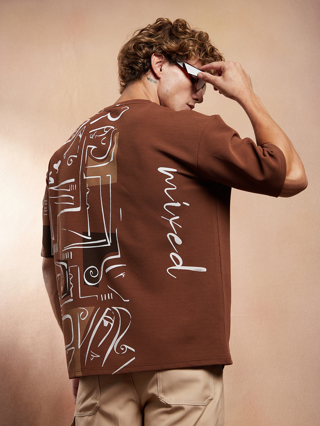 Campus Sutra Boxy Folk-Wave T-Shirt