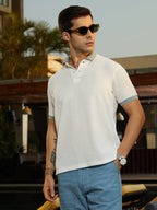 Campus Sutra Contrast Ribbed Polo T-Shirt