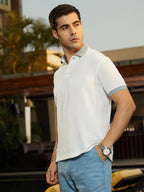 Campus Sutra Contrast Ribbed Polo T-Shirt