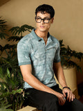 Campus Sutra Dye-Panel Jacquard Polo T-Shirt