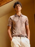 Campus Sutra Dye-Panel Jacquard Polo T-Shirt