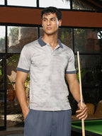 Campus Sutra Dye-Panel Jacquard Polo T-Shirt