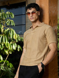 Campus Sutra Marquise-Panel Jacquard Polo T-Shirt