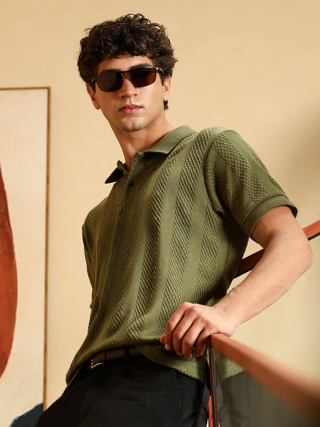Campus Sutra Bi-Panel Polo T-Shirt