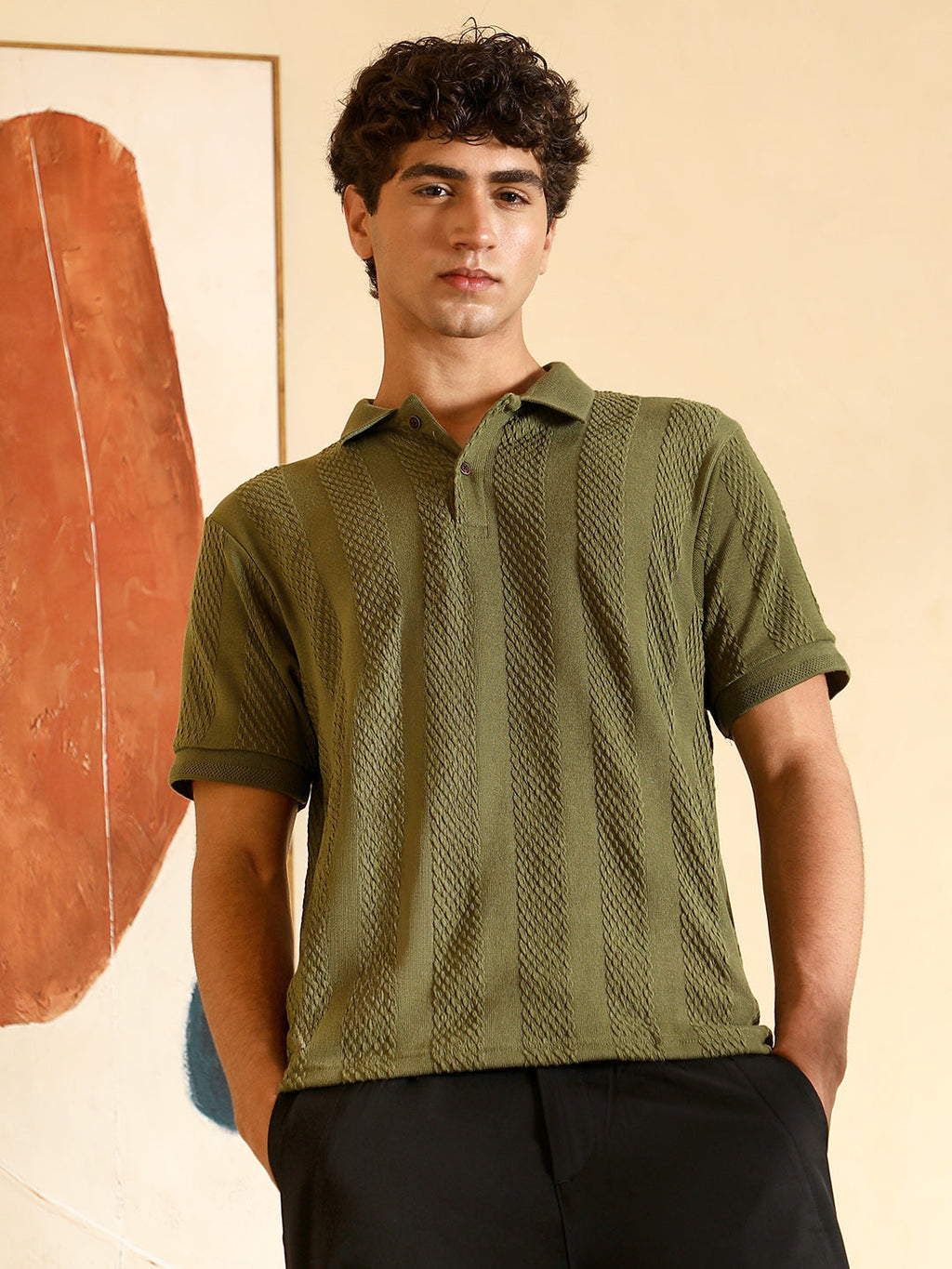 Campus Sutra Bi-Panel Polo T-Shirt