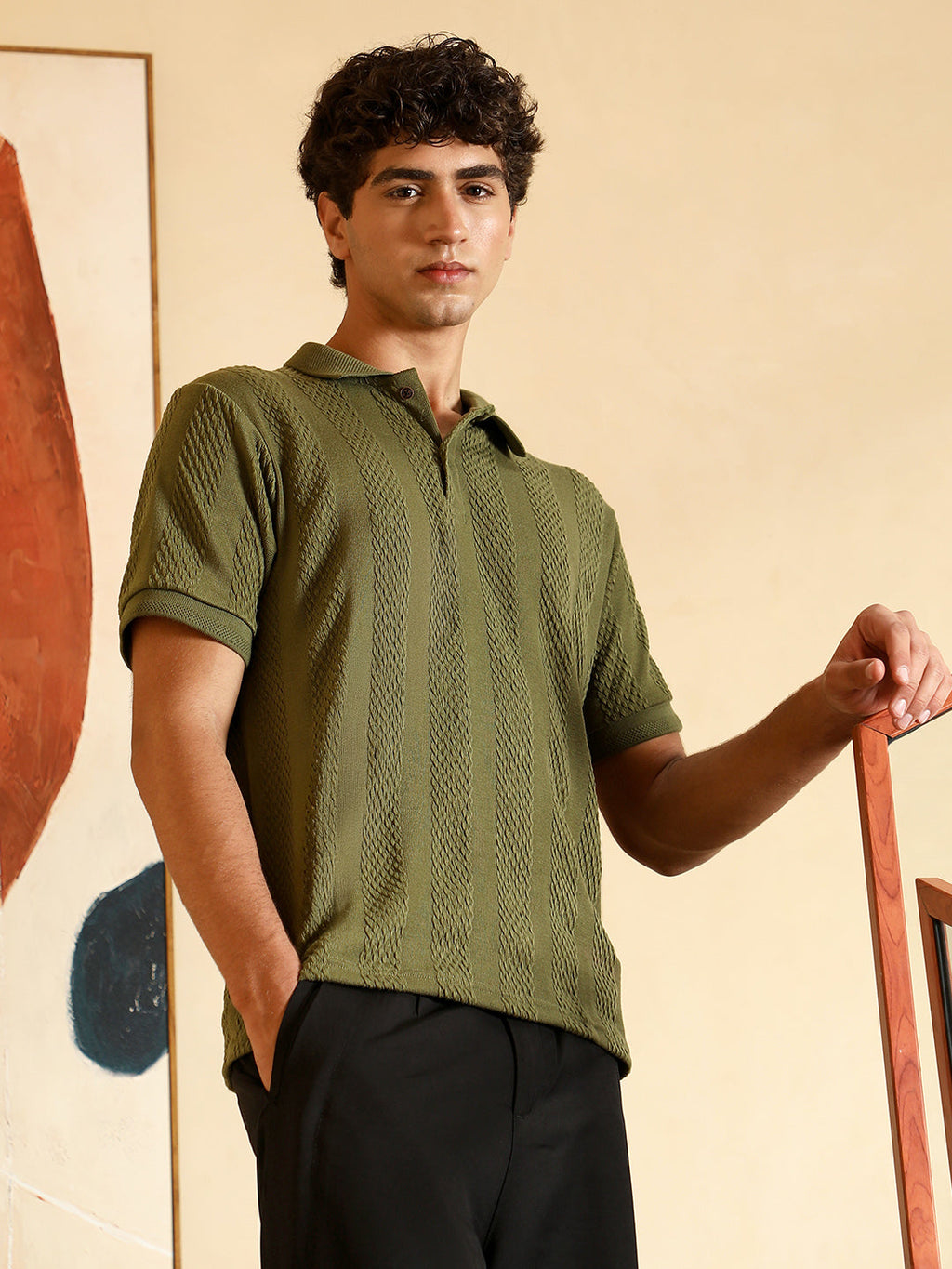 Campus Sutra Bi-Panel Polo T-Shirt