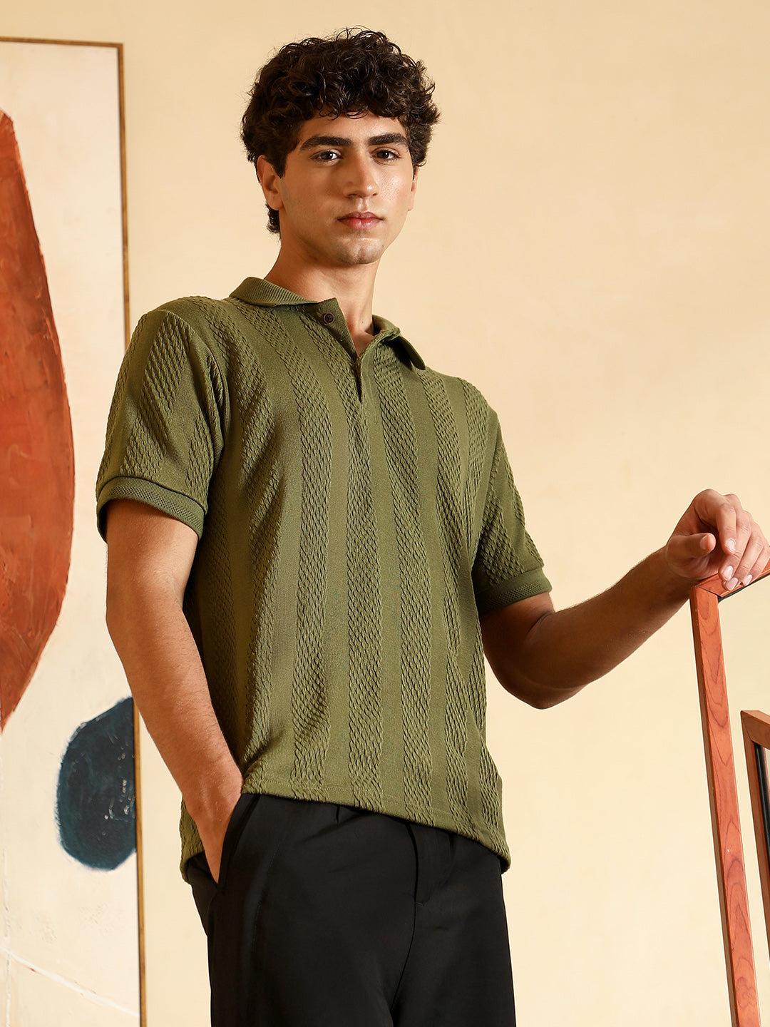 Campus Sutra Bi-Panel Polo T-Shirt