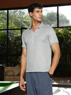 Campus Sutra Solid Ribbed Polo T-Shirt