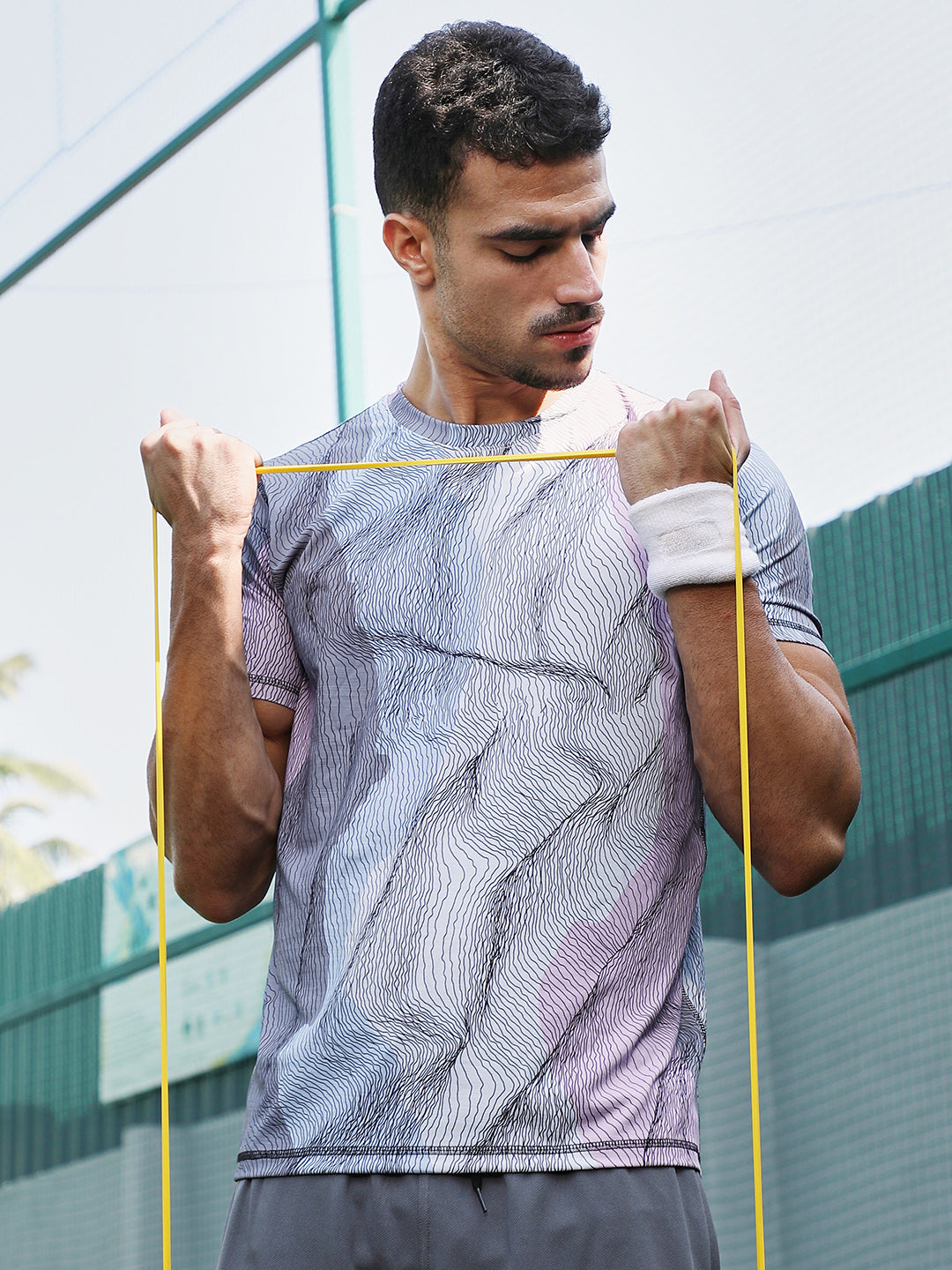 Campus Sutra Lined-Dye Activewear T-Shirt