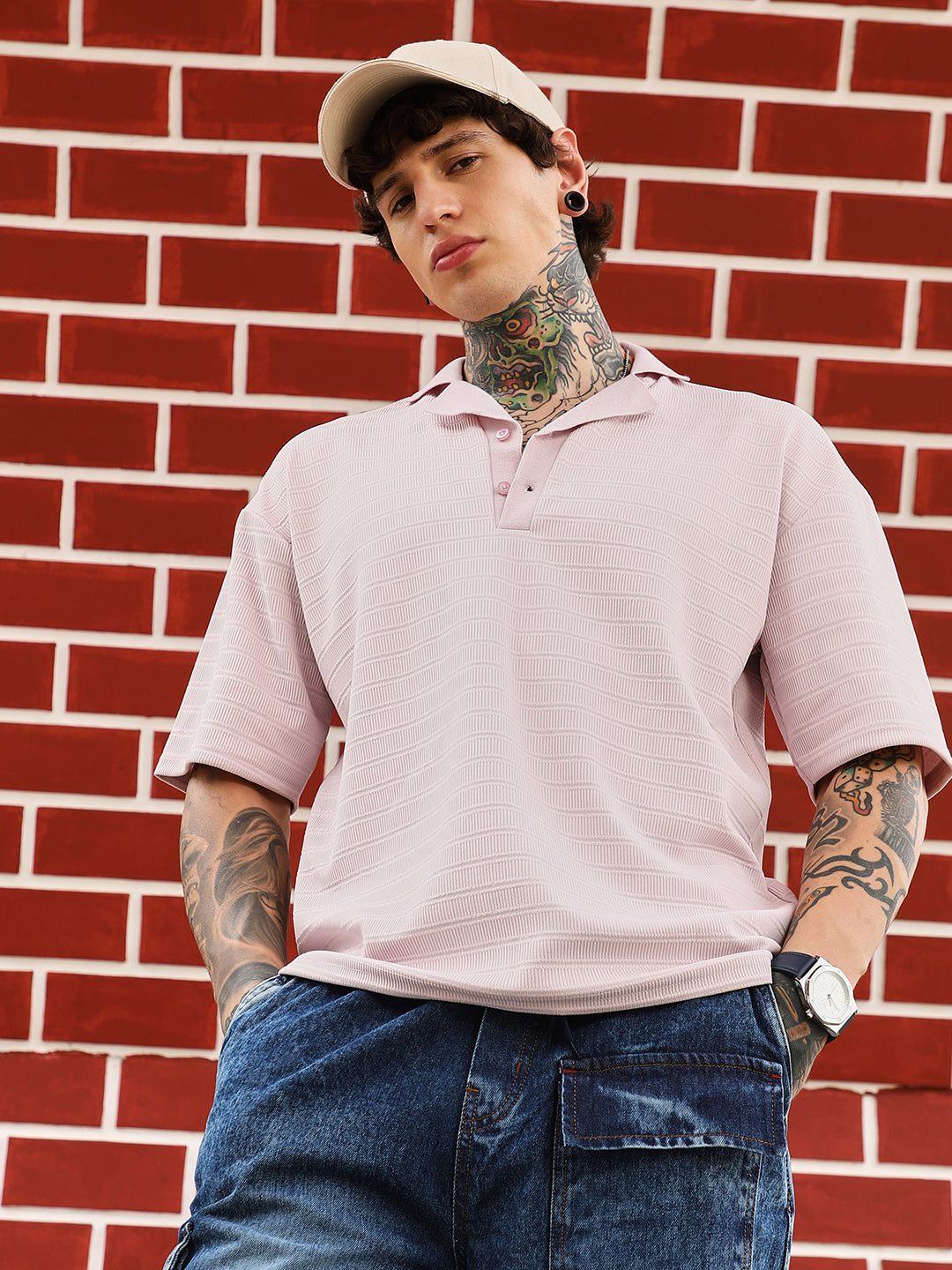 Campus Sutra Coil-Tactile Cuban Polo T-Shirt