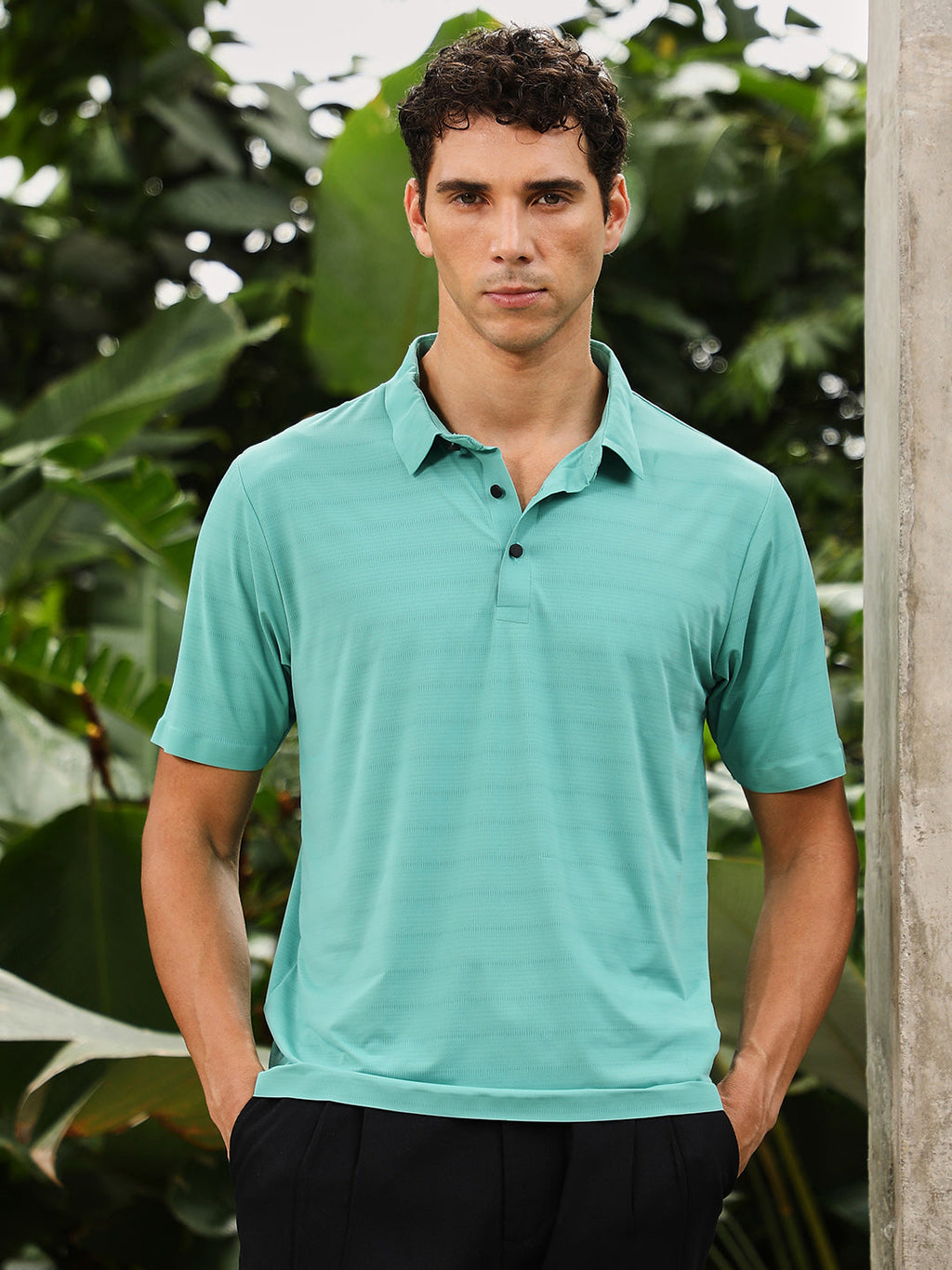 Campus Sutra Seamless Gradient-Texture Polo T-Shirt