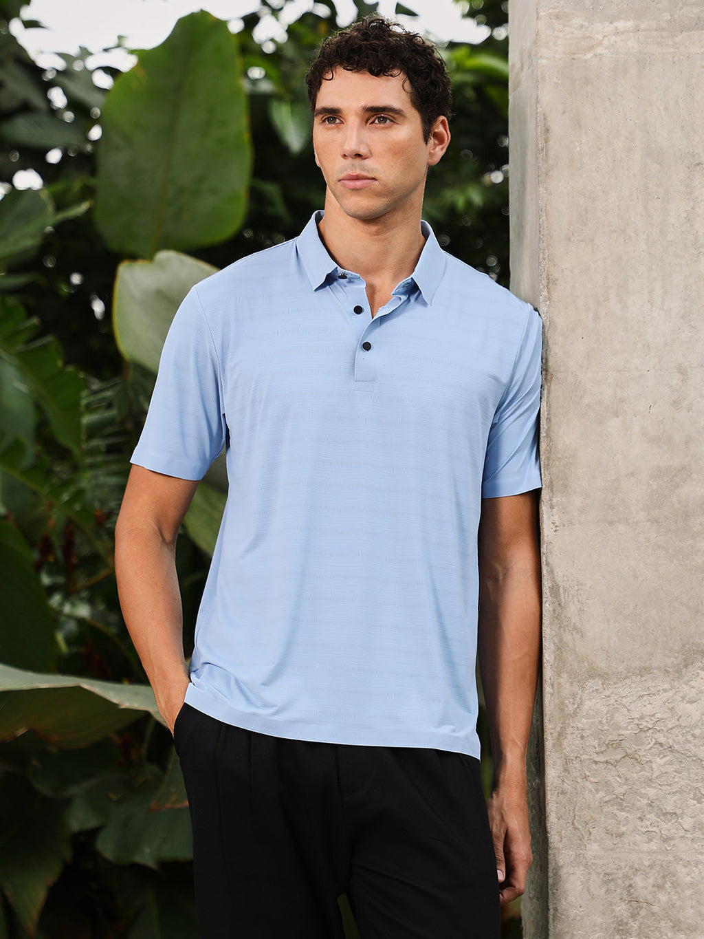Campus Sutra Seamless Gradient-Texture Polo T-Shirt