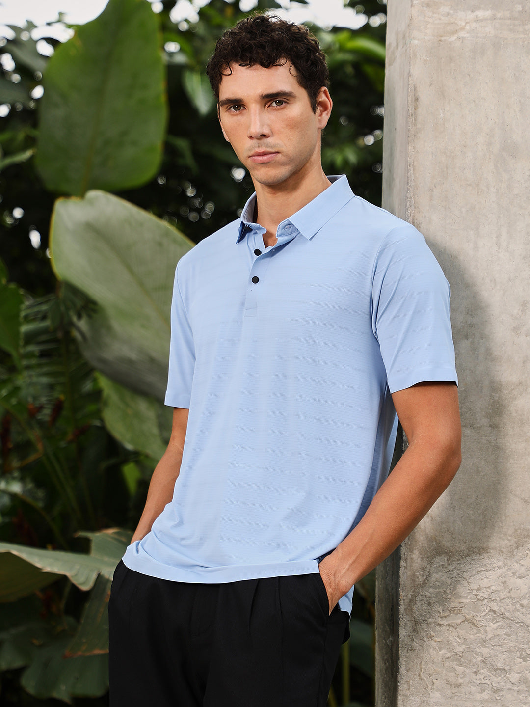 Campus Sutra Seamless Gradient-Texture Polo T-Shirt