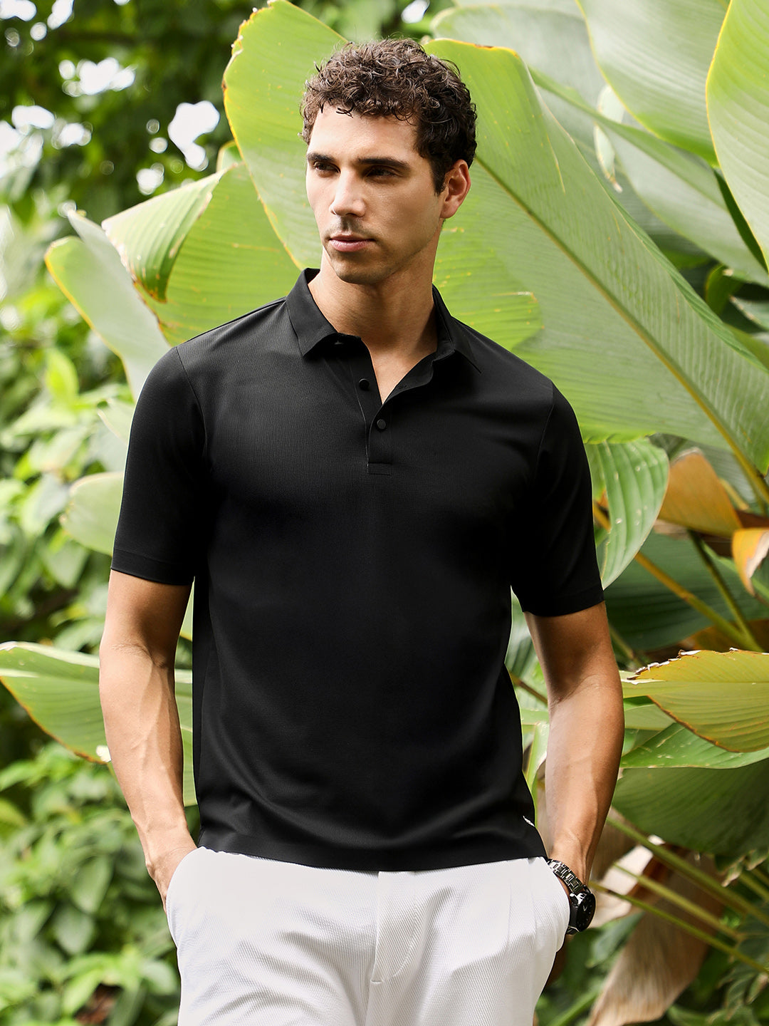 Campus Sutra Seamless Knit Polo T-Shirt