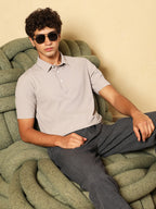 Campus Sutra Seamless Grid Polo T-Shirt