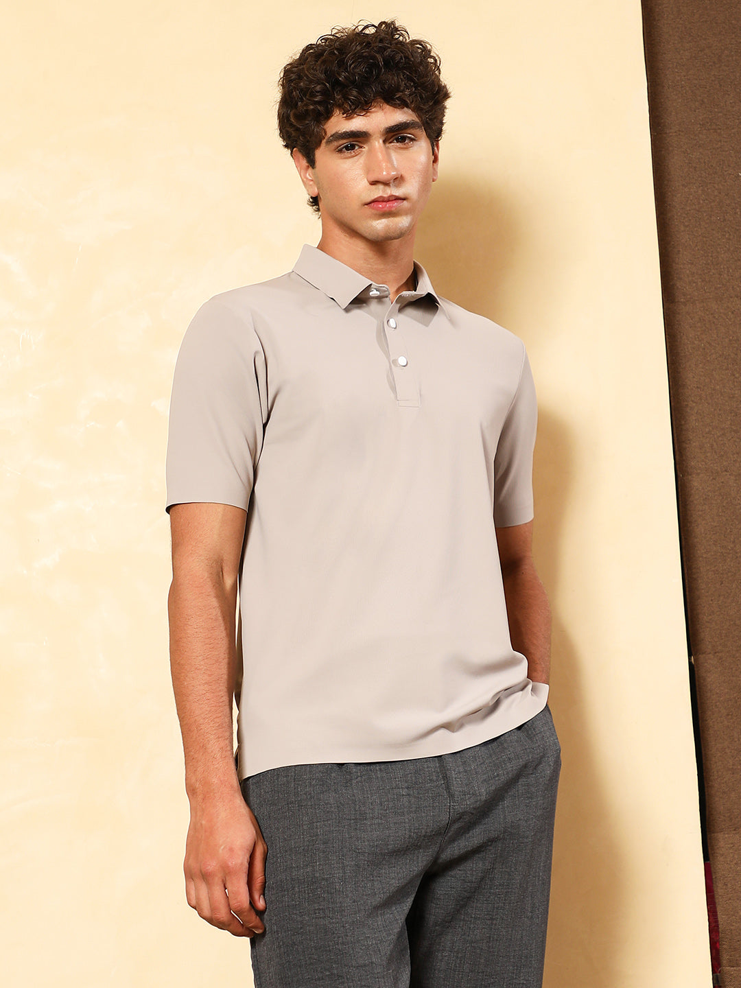 Campus Sutra Seamless Grid Polo T-Shirt