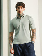 Campus Sutra Light Green Slim Fit Polo T-Shirt with Breathable Poly-Spandex Blend