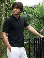 Campus Sutra Seamless Solid Polo T-Shirt