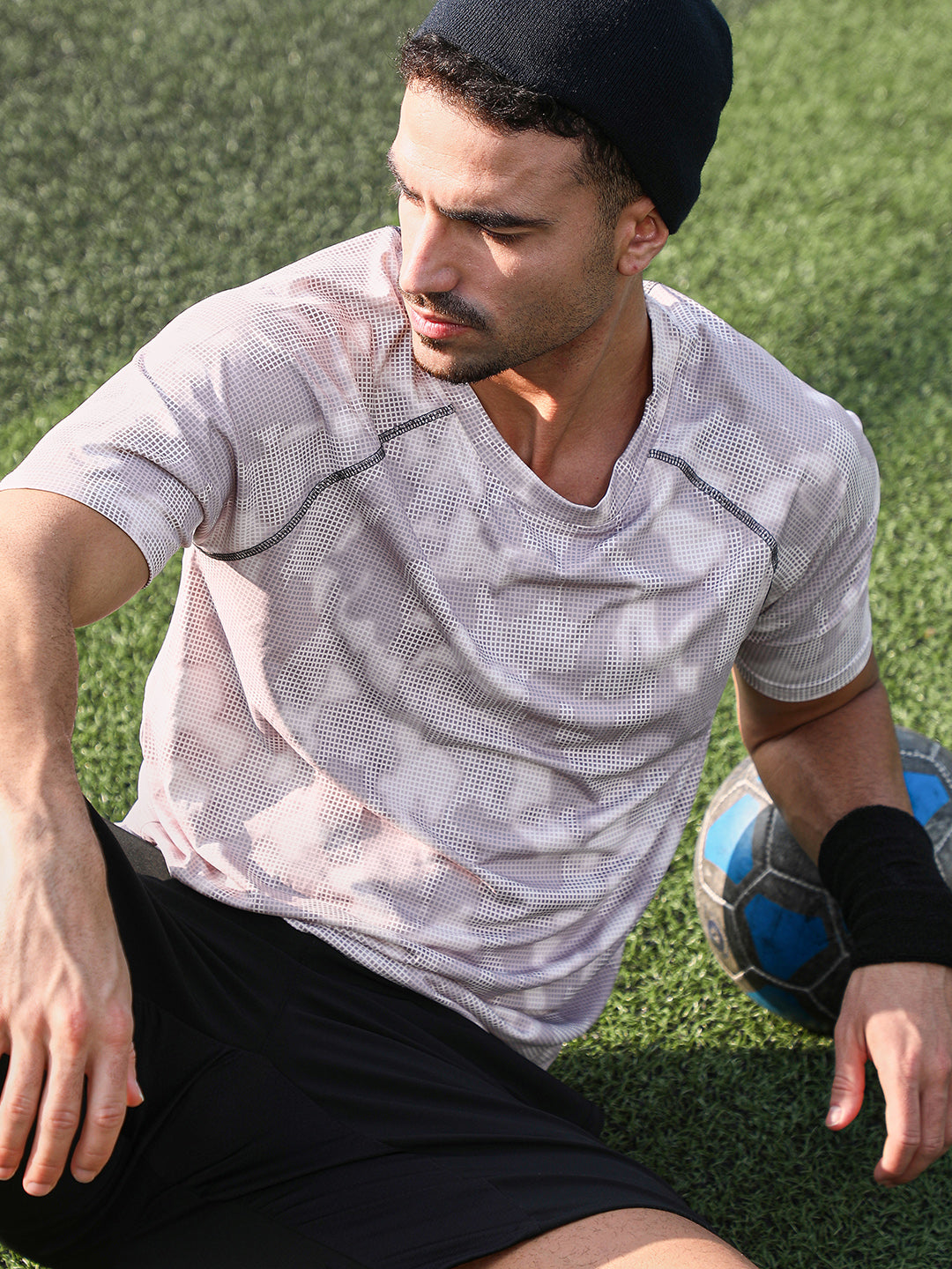 Campus Sutra Abstract Topography Activewear T-Shirt