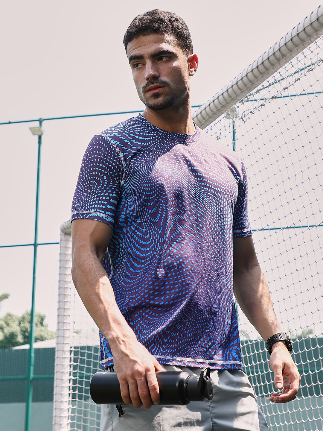 Campus Sutra Polka-Swirl Activewear T-Shirt
